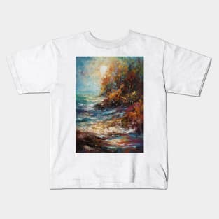 Oil Painting Print, Crashing Waves Art, Beach Wall Decor, Ocean Scenes, Coastal Artwork, Seaside Decor, Nautical Home Kids T-Shirt